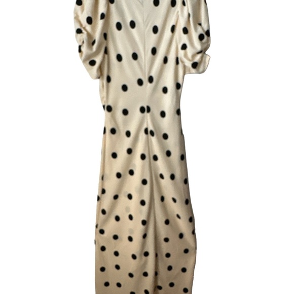 A NEW DAY Hi LO Polka Dot Maxi Dress Beige Creme Short Sleeves BNWT Medium Dress - Picture 6 of 7